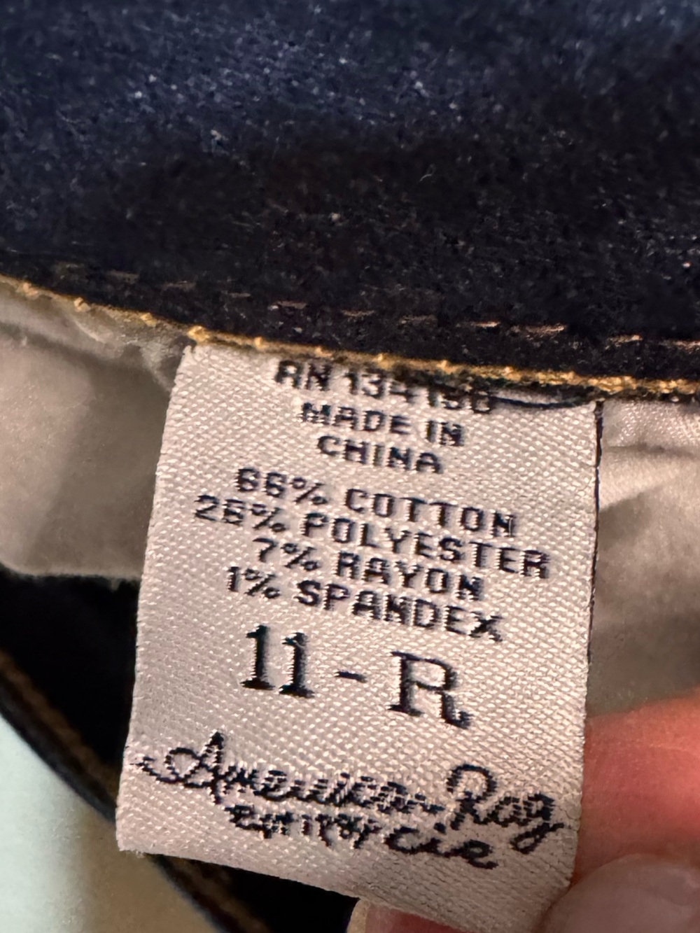 American Rag Mid Rise Jeans Dark Wash Distressed Size 11-R - Picture 6 of 10
